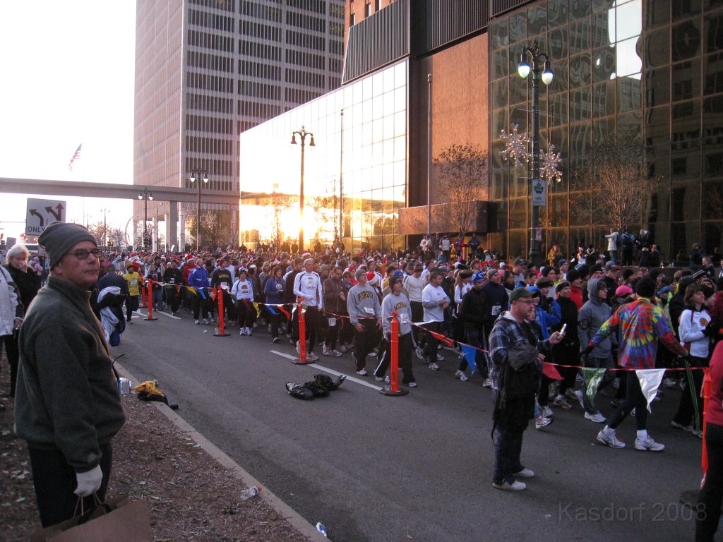 Detroit Turkey Trot 2008 10K 0185.jpg - The Detroit Turkey Trot 10K 2008, the 26th. running. Downtown Detroit Michigan. A balmy 22 degrees that morning. Race time of 58:24 for the 6.23 miles.
